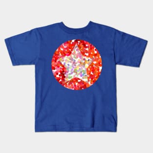 Pink Dotty Star on Red Kids T-Shirt